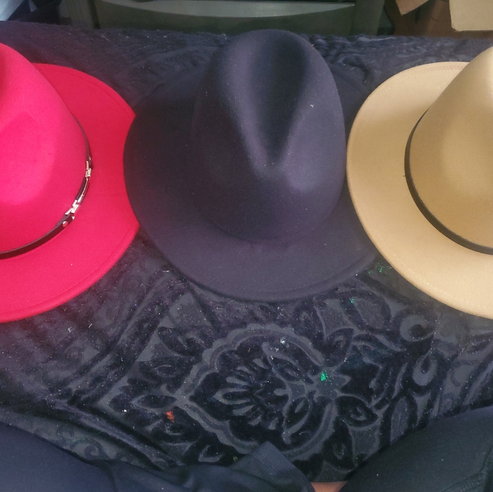 Female hats never worn. Sold as set of 3